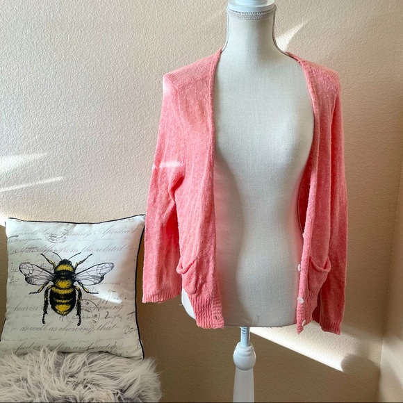 Free People pink knit Cropped Cardigan Size Small - Picture 4 of 5